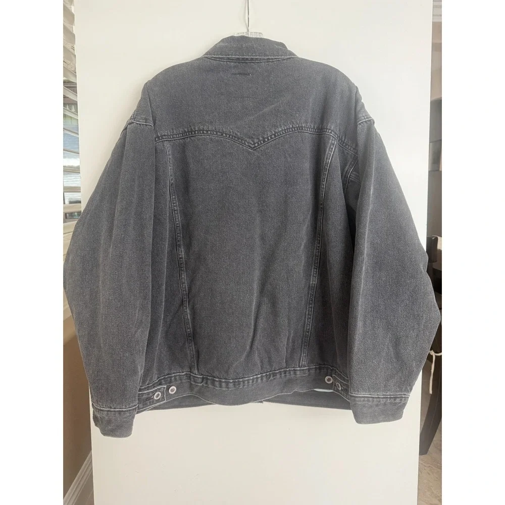 VTG 90s Levis SilverTab Mens Loose Fit Denim Trucker Jacket Washed Black XL